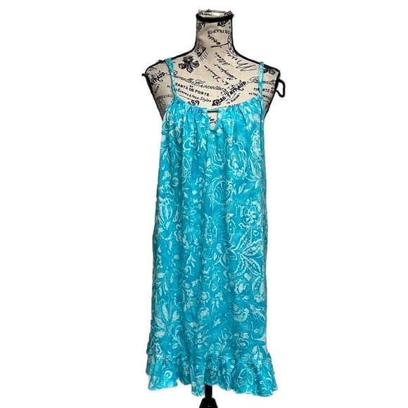 Lauren Ralph Lauren Blue Floral Tiered Mini Dress Women’s M Boho Beach - Picture 2 of 11